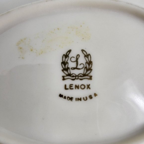 Lenox Candy Trinket Jewelry Dish Leaf With Silver Trim Vintage USA Home Decor - Picture 6 of 16